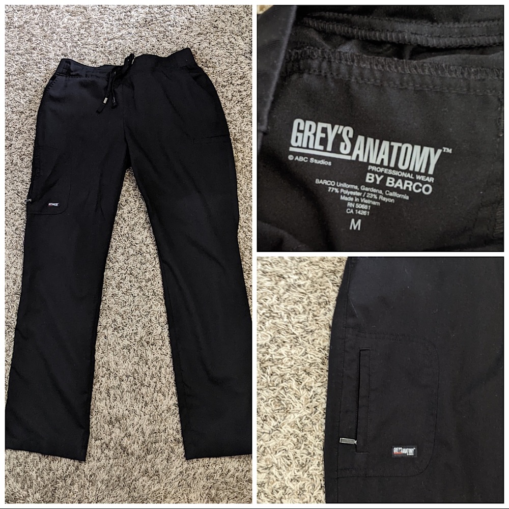 Bundle of TWO PAIRS of Grey’s Anatomy Scrub pants.Black Size Med.